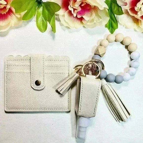 Bracelet Wristlet Card Wallet with Travel size sanitizer case Bundle in Cream - Picture 5 of 5